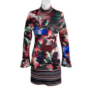 Clover Canyon Floral Ikat Dress Size Small Neoprene Fabric